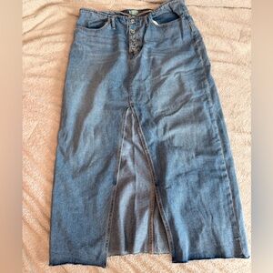 Classic Blue Denim Women's Midi Skirt